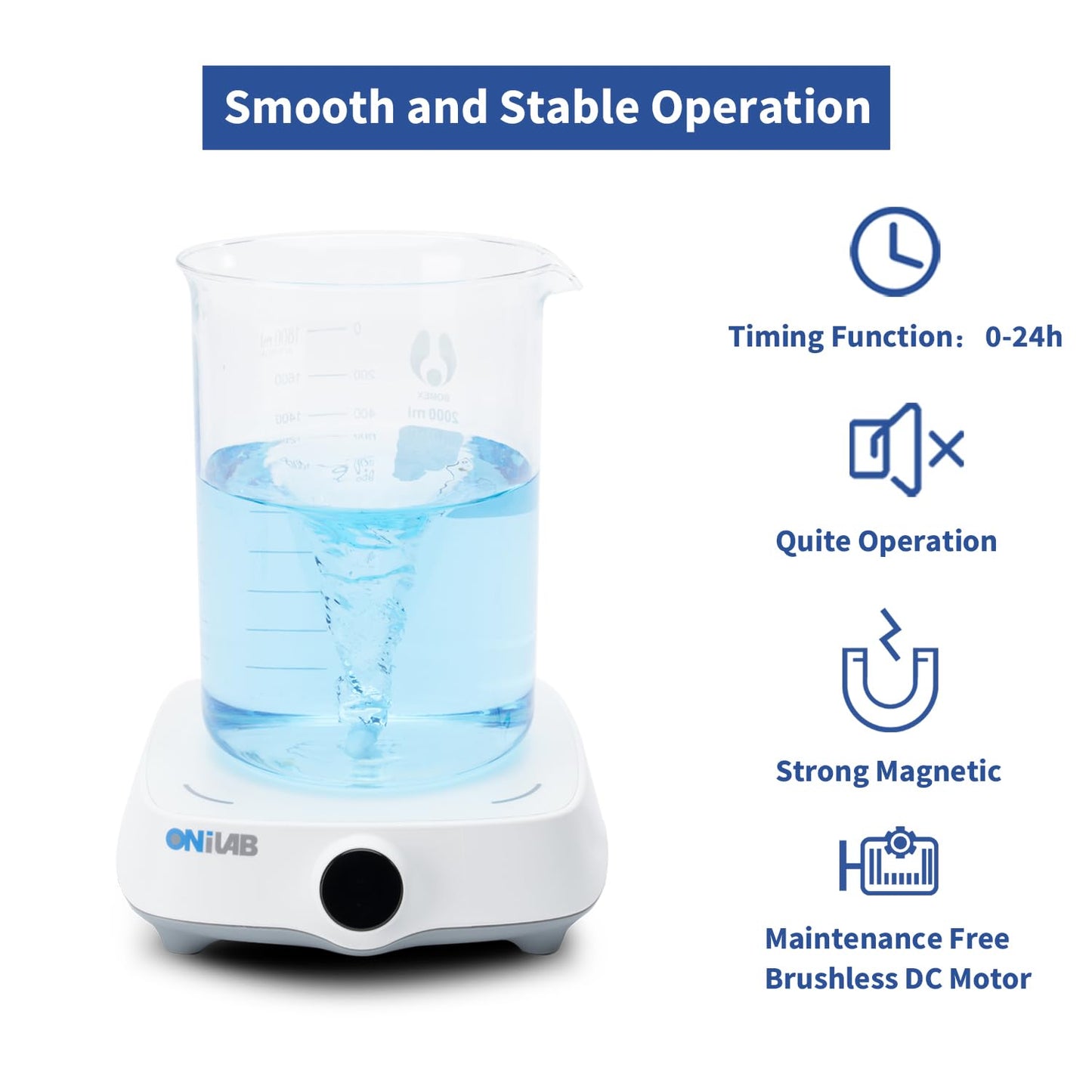 ONiLAB Magnetic Stirrer with 8PCS stir bar Set and stir bar Retriever, Magnetic Mixer Max Stirring Capacity 3000ml(No Heating)