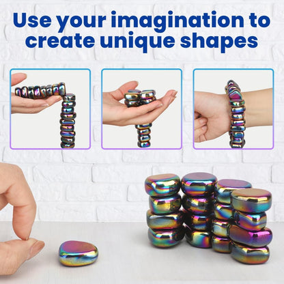 Cool Fidget Toy Fridge Magnets Rocks,Science Kit Magnet DIY Alphabet Number, Magnetic Hematite Stones Gift, Magnet Ferrite Putty Desk Toy for Adults(24PCS)