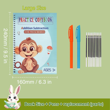 Reusable Grooved Handwriting Workbooks,Magic Copybook,Magic Writing Practice copy books, to help children improve their handwriting ink Practice Age 3-8 Calligraphy for kids(Animal edition)