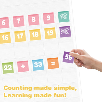 Hundreds Pocket Chart with 139 Cards, Includes Numbers Cards 1-100, 9 Math Symbol Cards & 30 Blank Cards | Classroom Math Wall Organizer for Counting, Place Value, Homeschool Activities(Black)
