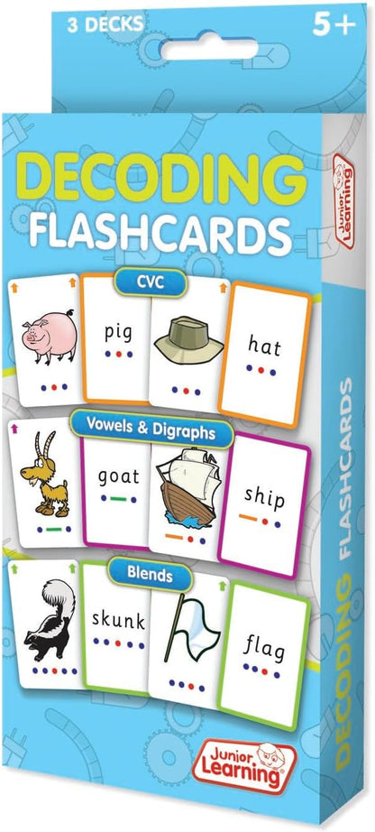 Junior Learning Decoding Flashcards, 162 Cards, Ages 5+, Language & Decoding, K-1
