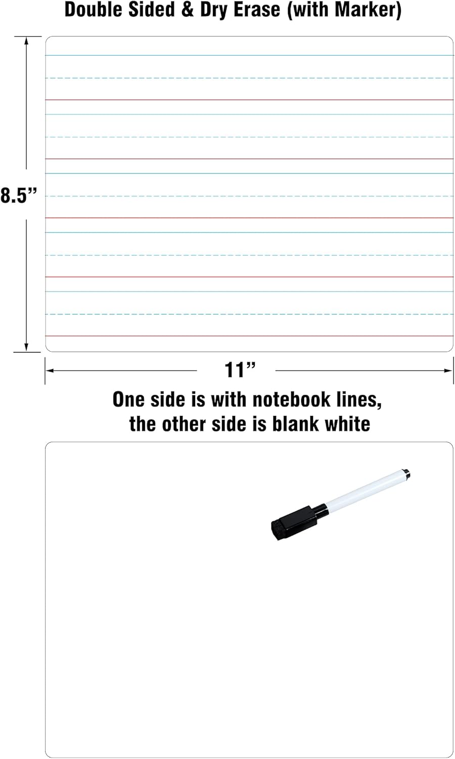 Dry Erase Lined Whiteboard for Kids, White Board with Lines for Writing, Handwriting Practice Board for School and Homeschool Supplies