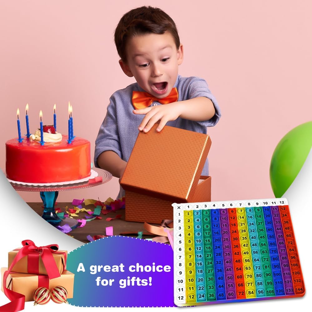 12x12 Multiplication Table Game Learning Mat,Math Educational Board Game,Interactive Times Table Game,STEM Math Skills Training for Ages 4-12,Sensory Multiplication Teaching Tool for Home and School