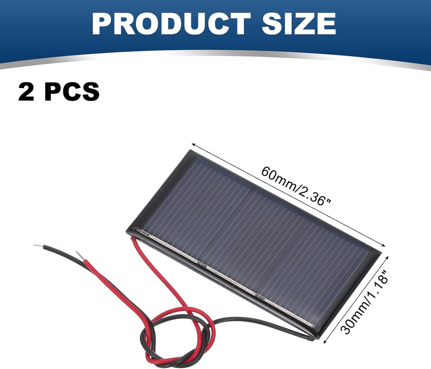 MECCANIXITY 2 Pcs 5.5V 0.44W 70mA Mini Solar Panels, Small Polycrystalline Solar Cell Panel with 2 Cable for DIY Electric Toy Materials Kits Charger, 60mm x 60mm