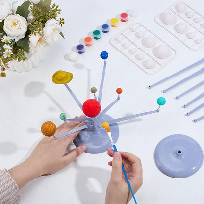 WEBEEDY DIY Solar System Model Painting Kit Adults Beginner Solar System Project with Plastic Balls, Display Stand, 12 Colors Acrylic Paints, Instruction, Arts and Crafts Gift for Holiday Birthday