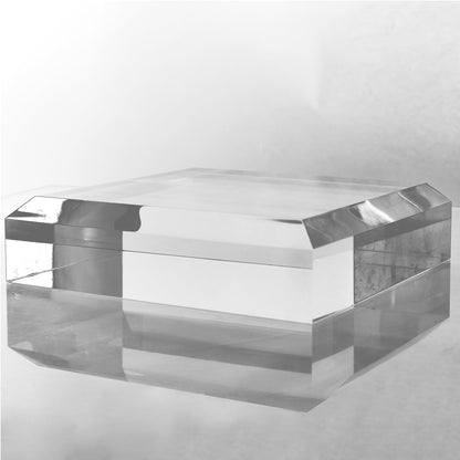 CiaoHER 2in Thickness Beveled Solid Acrylic Display Block Clear Polished Pedestal Stand Riser Solid Base (10x10)