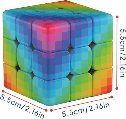Gradient 3x3 Speed Cube, UV Printing Cube Magic Cube Educational Puzzles Toys for Kids,Beginners and Adults (Stickerless) Blue-PIink-Blue