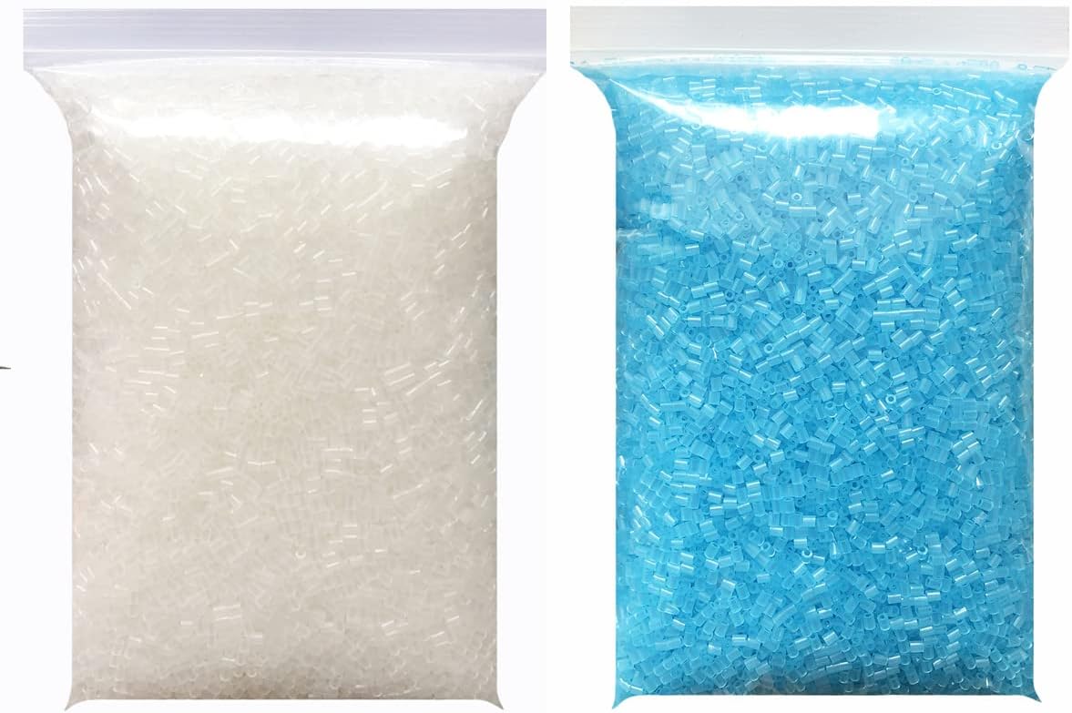 20000 Transparent Blue and Transparent White Fuse Beads 2.6mm Clear Water Color Bulk Pack of Fusion Beads Works with Iron Beads