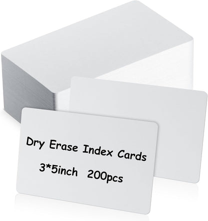 Harloon 100 Pcs Dry Erase Index Cards 3 x 5 Inch Laminated Reusable Dry Erase Note Cards Sheets for Office to Do List(White)