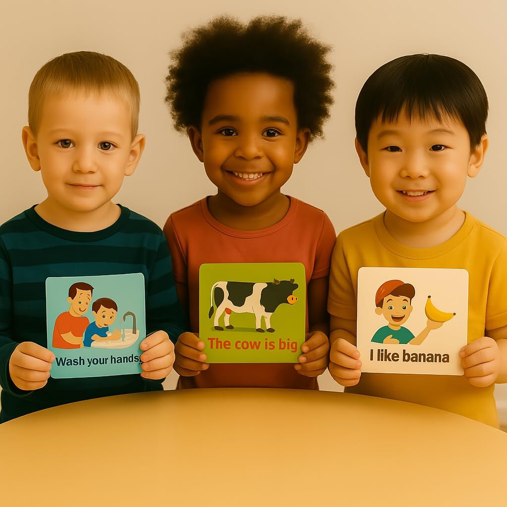 68 First Phrases and Sentences for Toddlers – Durable, Waterproof & Double-Sided Visual Flashcards for Early Learning, Speech & Language Development
