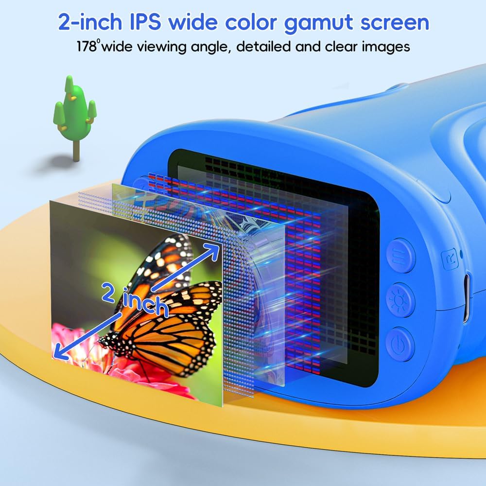 Temodu Kids Microscope 2.0" Screen 1000X Digital Microscope for Kids, Mini Pocket Handheld Microscopes for Children Birthday Festival Gift, Science Education Fun Toys for Boys Girls Ages 4-12 (Blue)