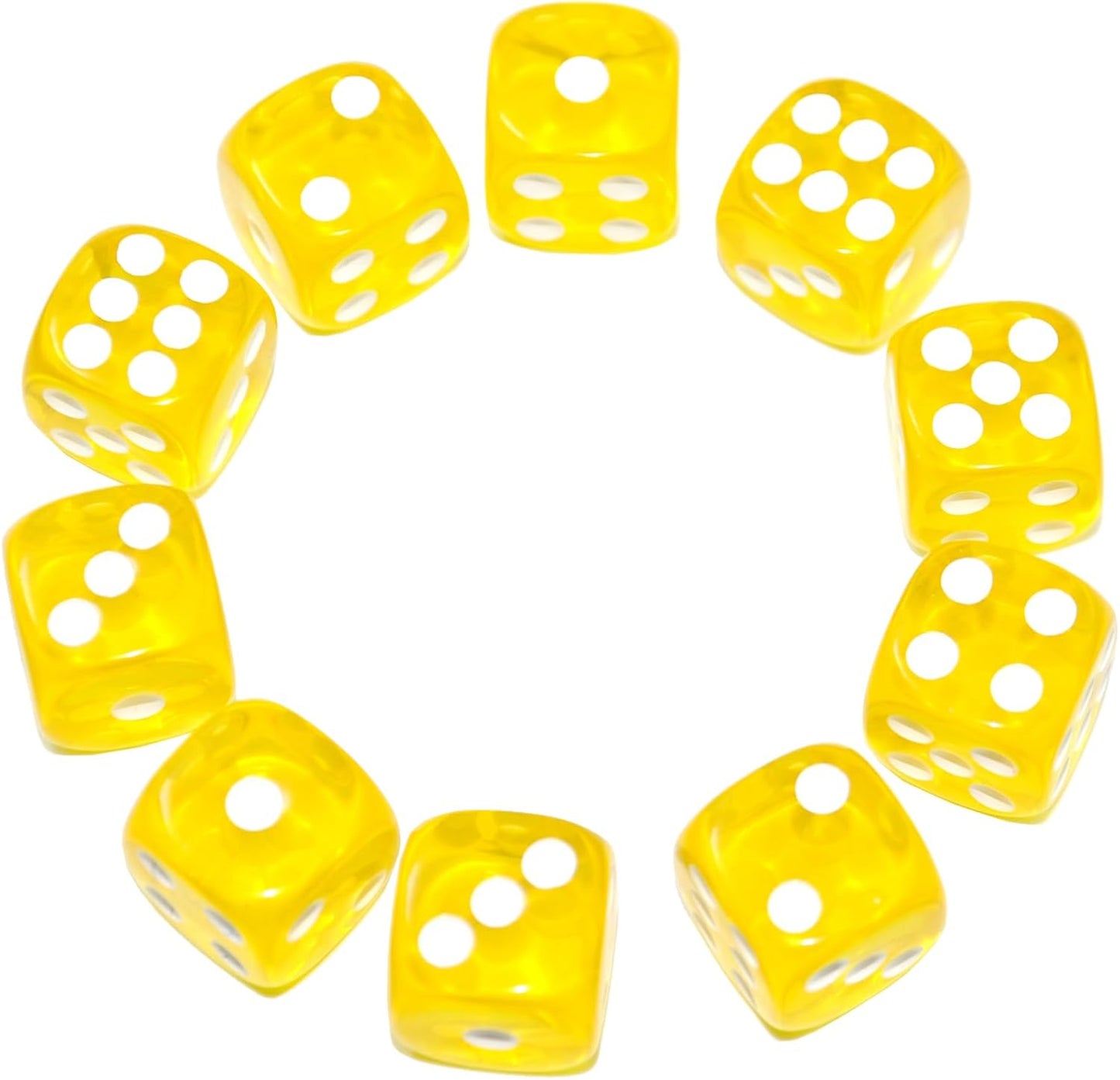 SmartDealsPro 10-Pack D6 Six Sided 16mm Transparent Dice Die for DND, MTG, RPG, Tenzi, Yahtze, Bunco, Table Borad Games, Math Teaching