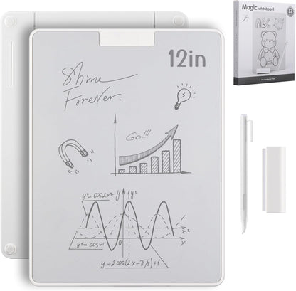 9.5”×7”Magnetic Writing Board, Ink-Free Reusable Desktop Notepad with Magnetic Stylus & Eraser : Thin Rigid Pad for Drawing, Handwriting Practice & Office Memos