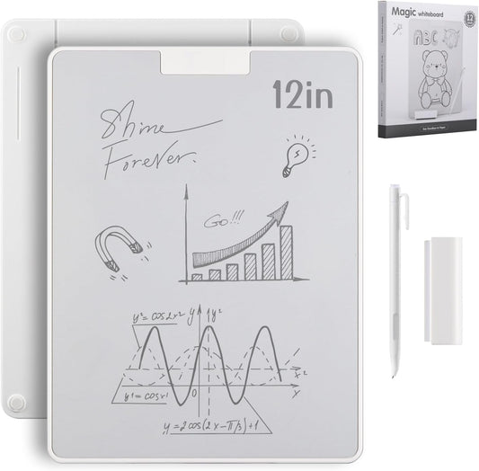9.5”×7”Magnetic Writing Board, Ink-Free Reusable Desktop Notepad with Magnetic Stylus & Eraser : Thin Rigid Pad for Drawing, Handwriting Practice & Office Memos