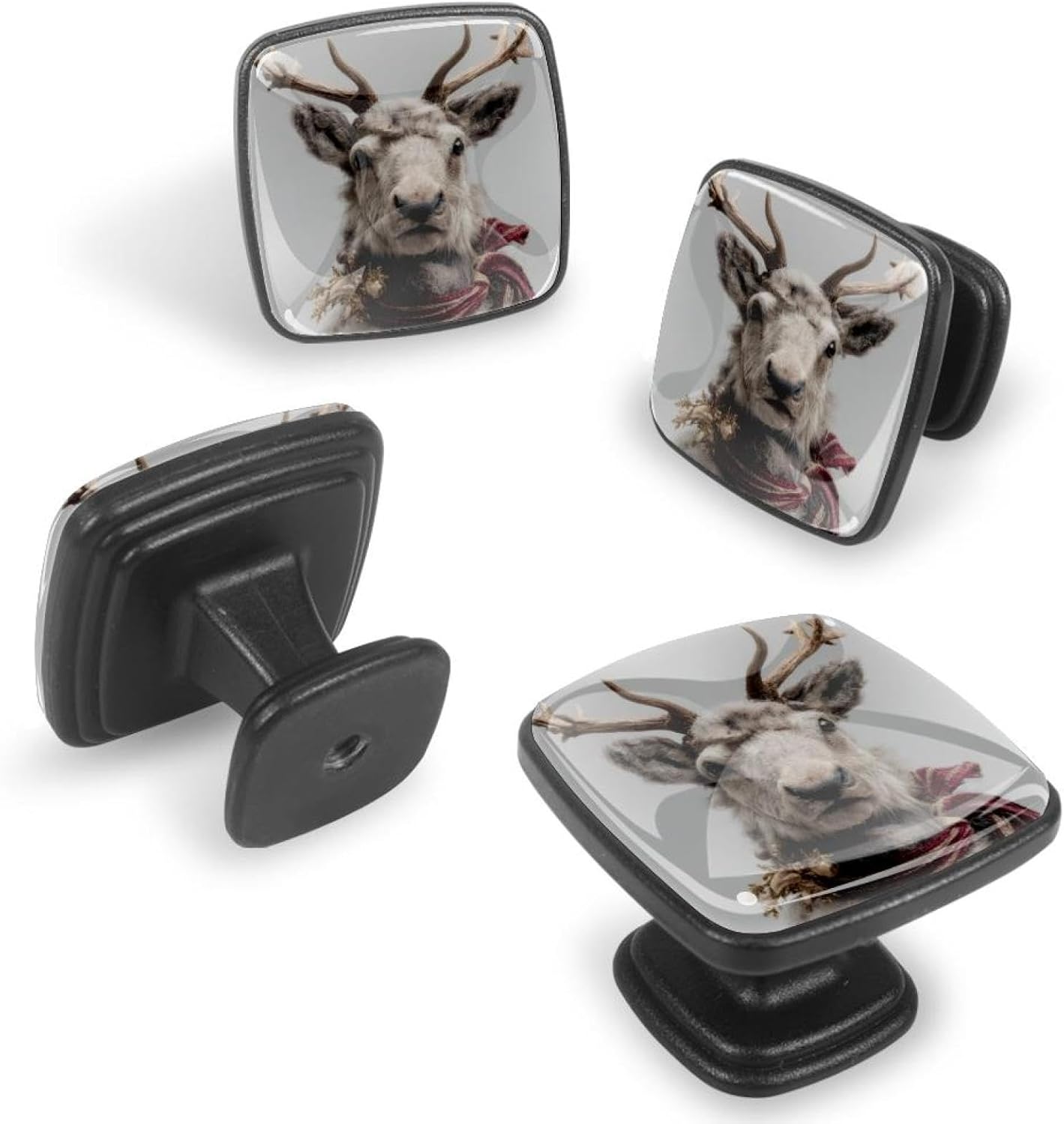 4 Pack Cabinet Knobs Drawer Pulls, 30mm Round ABS Glass Drawer Hardware Growing Butterfly Cabinet Handles with Screws for Dressers Kitchens Cupboard