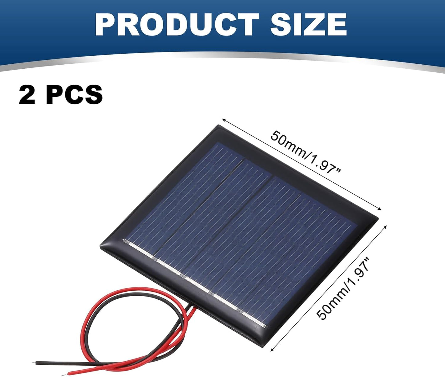 MECCANIXITY 2 Pcs 5.5V 0.44W 70mA Mini Solar Panels, Small Polycrystalline Solar Cell Panel with 2 Cable for DIY Electric Toy Materials Kits Charger, 60mm x 60mm