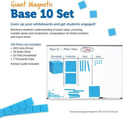 Learning Resources Base Ten Blocks Smart Pack - 121 Pieces, Ages 6+, Grades 1+, Math First Grade Games, School Supplies