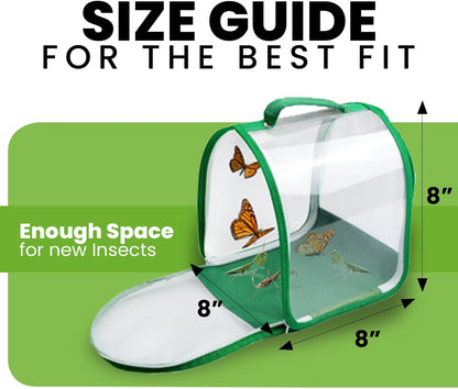 Butterfly cage 12"x12"x12" with Sleeve – Perfect Habitat cage for Rearing Insects. This pop-up Butterflies House Works as Butterfly Growing kit.