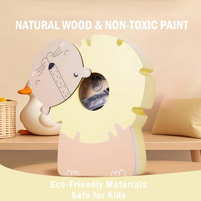 Wooden Globe Piggy Bank for Boys Kids Girls Clear Real Money Coin Bank Toy Toddler Birthday