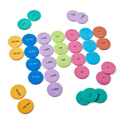hand2mind Soft Foam Place Value Disks 4 Values, Counting Chips for Kids, Math Counters Kindergarten, Math Teacher Supplies, Base 10 Math Manipulatives for Elementary School (Pack of 200)