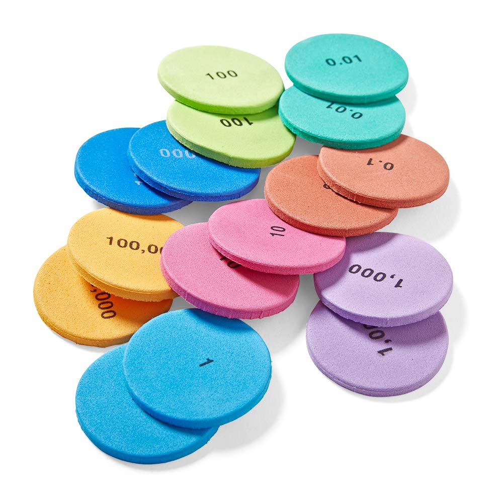 hand2mind Soft Foam Place Value Disks 4 Values, Counting Chips for Kids, Math Counters Kindergarten, Math Teacher Supplies, Base 10 Math Manipulatives for Elementary School (Pack of 200)