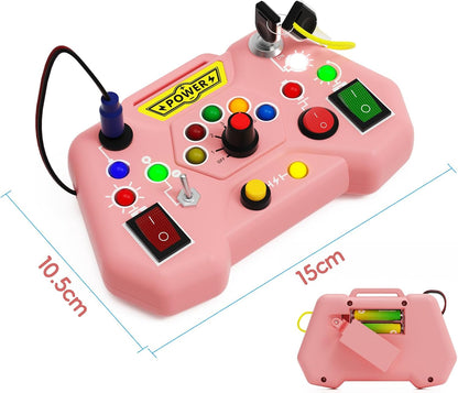 Toddler Busy Board With LED Light - Baby Game Sensory Toy,Light Switches Montessori Toy for 3 Year Old，Kids Educational Learning Activities Toys,Easter Basket Stuffers Ideas for 3 4 5 6 Boys Girls