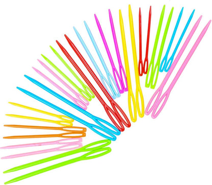 Hekisn Large-Eye Plastic Sewing Needles, Colorful Safety Lacing Needles, 2 Different Sizes Yarn Sewing Needle, Learning Needles for DIY Sewing Handmade Crafts，2.76 &2.1 inch (16 Pieces)