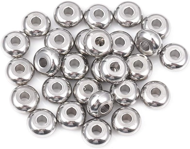 BEADIA Stainless Steel Spacer Beads 3x2.5mm Round Loose Charm Caps Beads for DIY Jewelry Making 100pcs with 1mm Hole