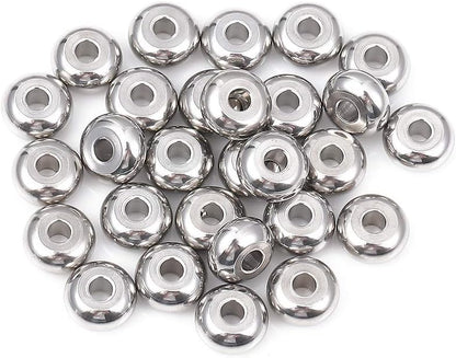 BEADIA Stainless Steel Spacer Beads 3x2.5mm Round Loose Charm Caps Beads for DIY Jewelry Making 100pcs with 1mm Hole