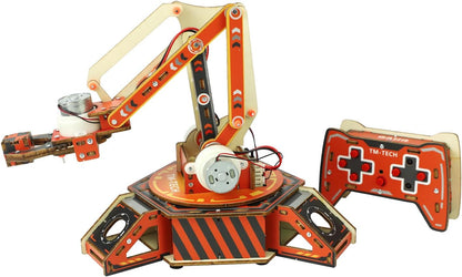 STEM Robotic Arm Kit for Kids 8+, RC Robot Building Kit, Mechanical Grabber Toy with 360° Rotation, Wooden Engineering Set