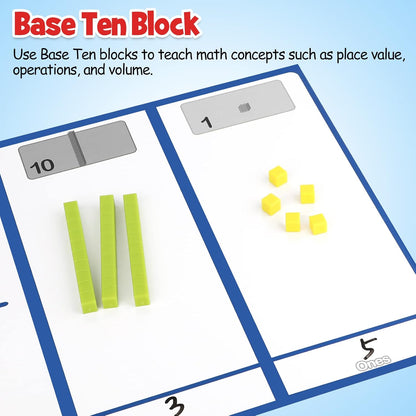 Take Home Versatile Math Manipulatives Kit for Kids Grade K-3,With Ten-Frames,Base Ten Blocks,Math Counters,Number Line,120 Number Chart,Pattern Blocks,Homeschool Supplies (Develops Early Math Skills)