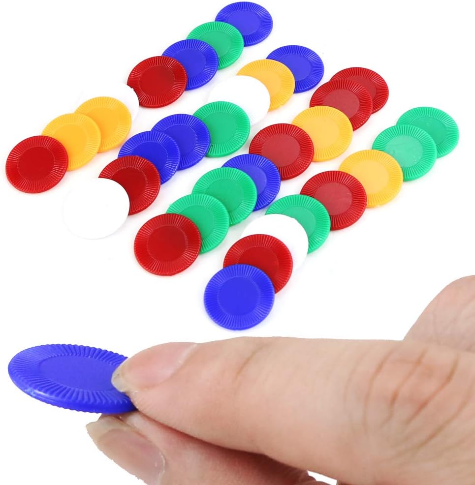 300 Plastic Poker Chips, Poker Card Game Chips Bulk for Game Play, Learning Math Counting, 5 Colors