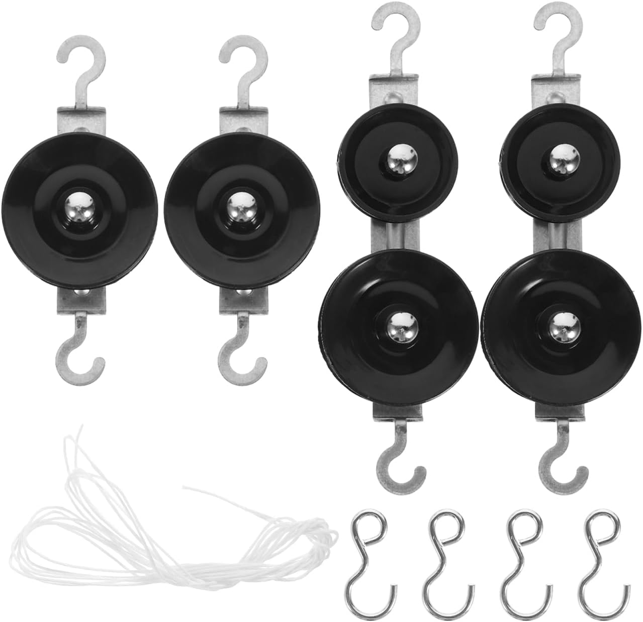 10-Piece Mechanics Pulley Block Set - Heavy Duty Metal Fixed & Movable Pulleys with Ropes, Hooks, STEM Physics Lab Science Kit & Simple Machines Teaching Equipment