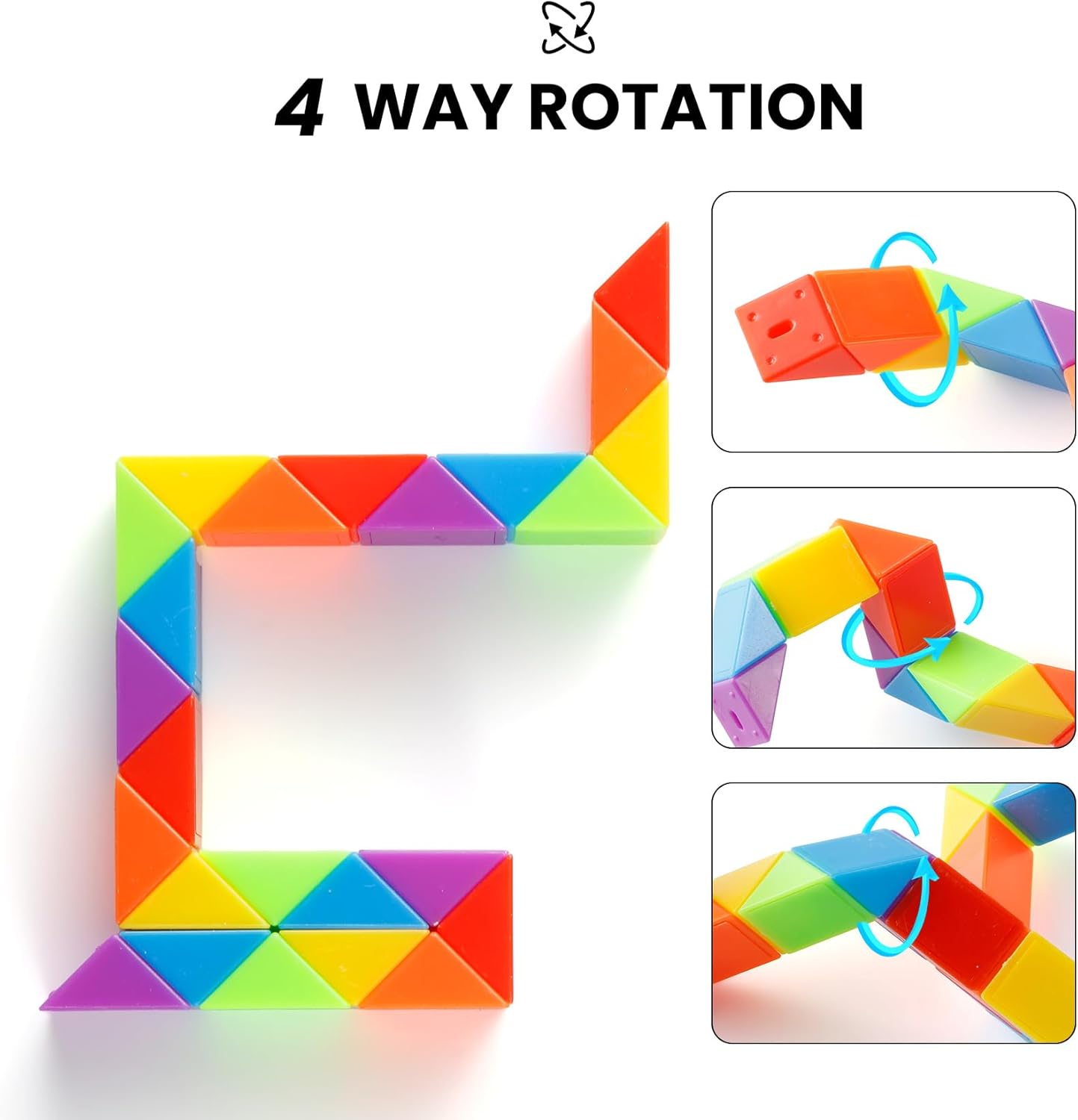 Yeetec Fidget Snake Cube Kids Party Favors Rainbow Twist Puzzle Toy for Christmas Stocking Stuffers Party Bag Fillers and Supplies School Prize Toys and Gifts (30)