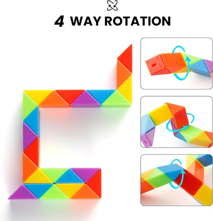 Yeetec Fidget Snake Cube Kids Party Favors Rainbow Twist Puzzle Toy for Christmas Stocking Stuffers Party Bag Fillers and Supplies School Prize Toys and Gifts (30)