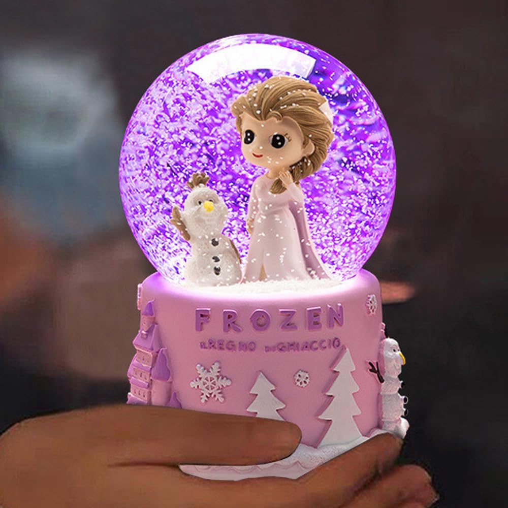 Snow Globe, Princess Snow Globes for Girls, Music Snowglobe with Automatic Snowflakes, Christmas Birthday Princess Gifts for 6 7 8 9 10 11 12+ Year Old Girls Kids