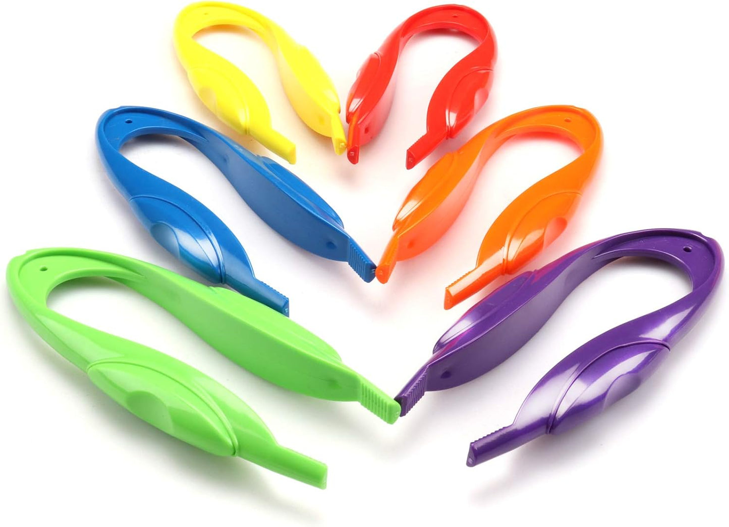 6Pcs Plastic Colorful Easy Grip Rainbow Tweezers, Easy Grasp Science Lab Tools Accessories for Kids