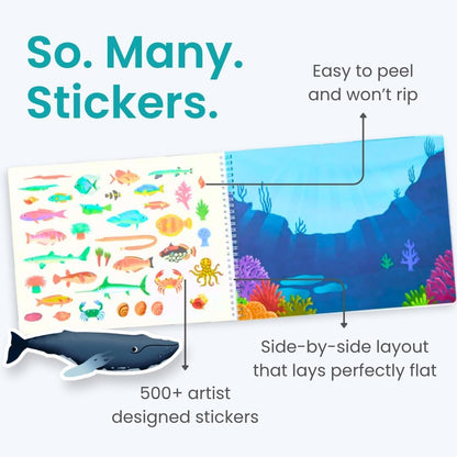 Animals Habitat 500+ Kids Sticker Book by Cupkin Toddler Airplane Travel Activity Coloring and Sticker Book, Road Trip Essentials, 12 Coloring Pages + 12 Scenes for Ages 2–8 Years - Colors B