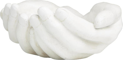 Deco 79 Polystone Hands Decorative Sculpture Weathered Patina Linked Home Decor Statue with Block Base and Gold Accents, Accent Figurine 9" x 4" x 10", Black