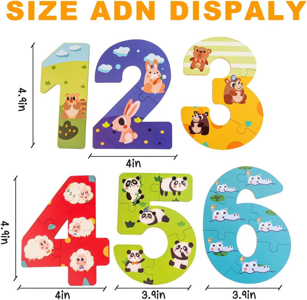 Wooden Floor Puzzles for Kids,Montessori Preschool Educational Learning Number Puzzle & Animal Puzzle Matching Games Easter Basket Stuffers Gifts for Boys Girls Ages 3+