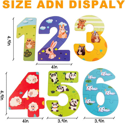 Wooden Floor Puzzles for Kids,Montessori Preschool Educational Learning Number Puzzle & Animal Puzzle Matching Games Easter Basket Stuffers Gifts for Boys Girls Ages 3+