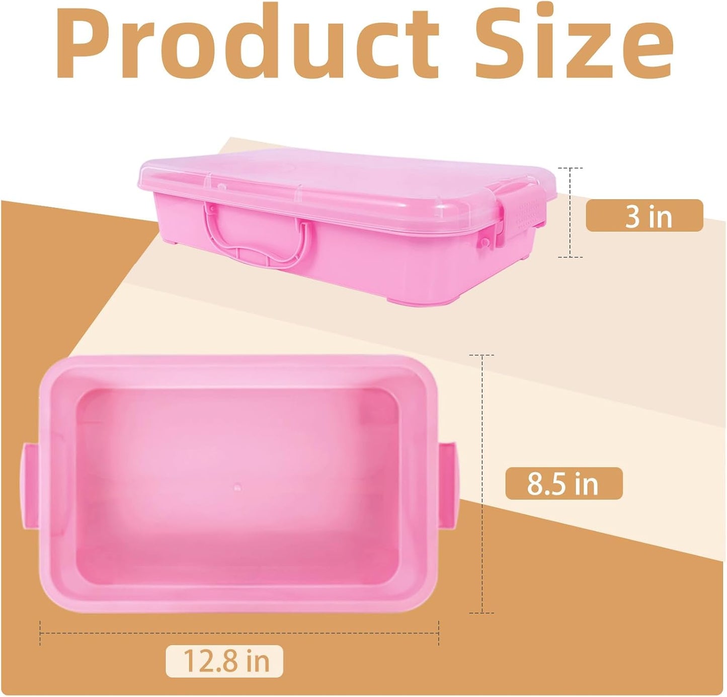3 Pcs Plastic Sensory Bins-Portable Sandbox Container with Handle & Clear Lid-Stackable Play Tray for Kids Storage Sand,Toys & Crafts-Organizing Container for Home,Office and More(Green+Blue+Pink)
