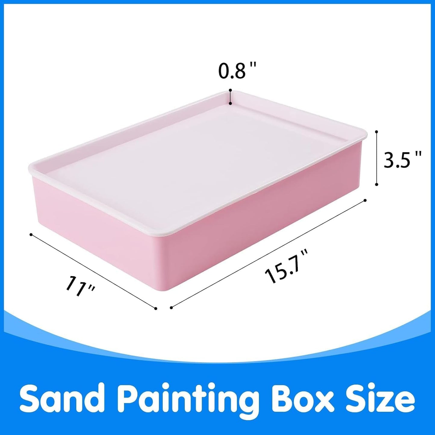 Sand Painting Light Box - 60 Pcs 3D Shapes for Teaching - Sensory Light Table for Kids - 3 Color Temperature & 10 Levels Adjustable Brightness, 16" (Blue)