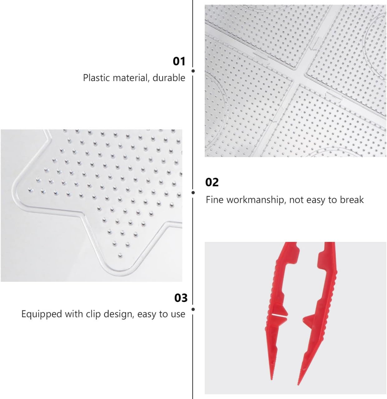 GALPADA 14Pcs Fuse Beads Boards Set with Interlocking Plastic Pegboards and Tweezers Kids Craft Beading DIY Educational Tool for Creative Projects