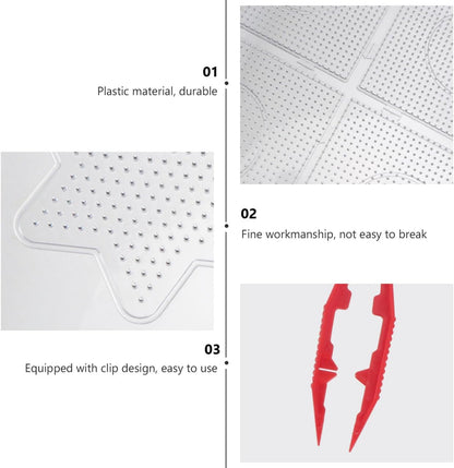 GALPADA 14Pcs Fuse Beads Boards Set with Interlocking Plastic Pegboards and Tweezers Kids Craft Beading DIY Educational Tool for Creative Projects