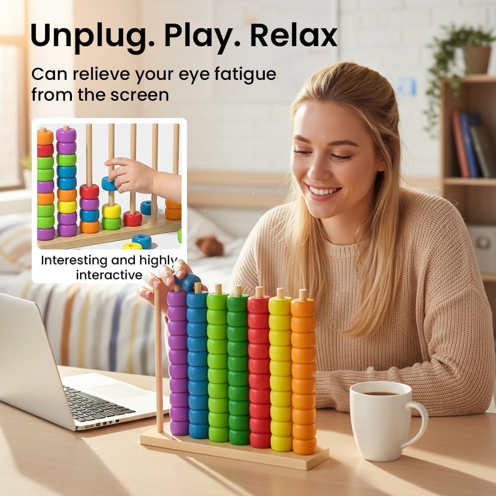 Color Matching Stacking Puzzle Game, 2026 New Wooden Color Match Challenge Game Fast Color Stack Challenge Ring Stack Puzzle with Racks and Rings, Tabletop Brain Teaser for Family Fun (A)