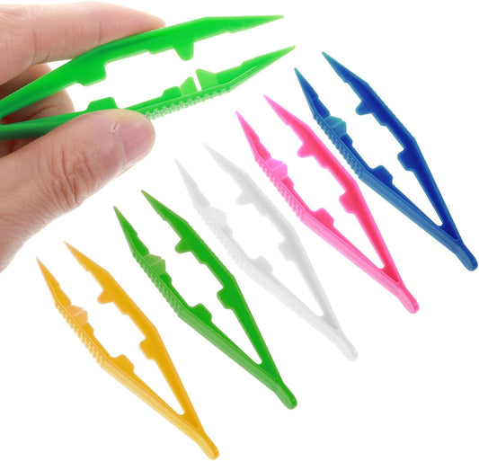 Mabor 10Pcs Plastic Tweezers for Kids Crafts, Colored Tweezers for DIY Crafting Jewelry Making Creative Beading Projects Home Classroom School Supplies