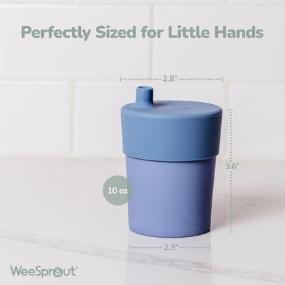 WeeSprout Bamboo Toddler Cups - 4 pc Set (10 fl oz), Organic & Non-Plastic Cup Pack for Toddlers, Big Kids or Baby, Natural