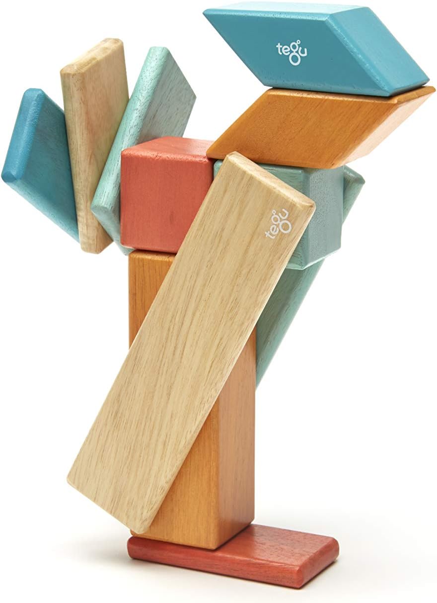 14 Piece Tegu Magnetic Wooden Block Set, Blues