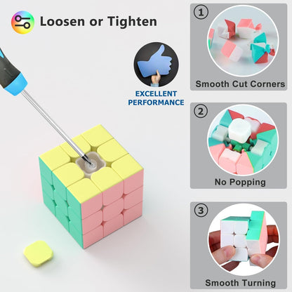 Vdealen 3x3x3 Speed Cube Set, 6 Pack Speed Cube Bulk Magic Cube Set, School Classroom Prize for Students Birthday Party Favors Stocking Stuffers Gifts for Kids Teens Adults(Carbon Fiber Sticker)